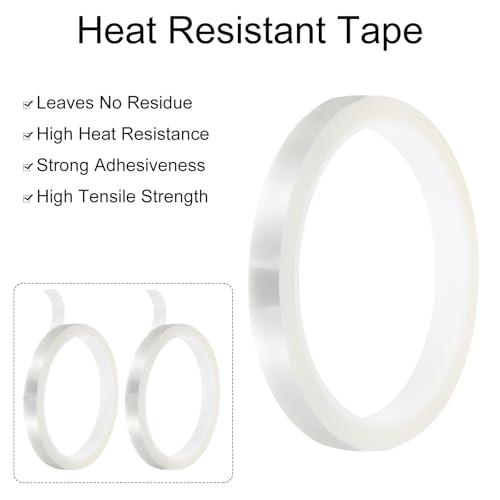 Image of uxcell Clear Heat Tape, 1 Roll 10mmx33m 108ft High Temperature Heat Resistant Tape for Sublimation,Heat Vinyl Press,Heat Transfer, Circuit Board, No Residue