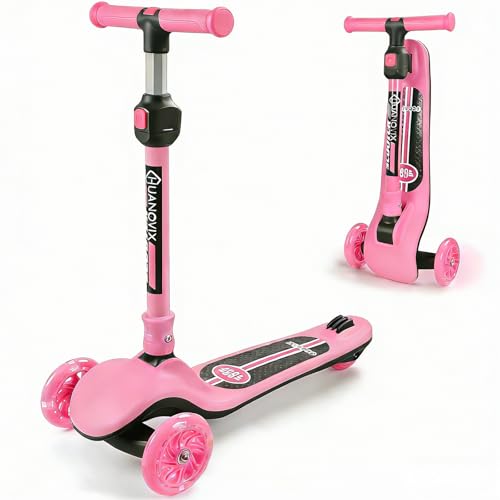 Patinete plegable de 3 ruedas para niños de 3 a 12 años con ruedas de poliuretano intermitentes y manubrio ajustable en altura, diseño seguro de inclinación para dirigir, cubierta de patrón extra