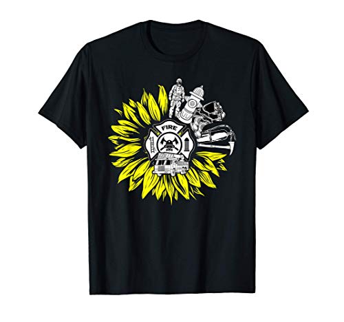 Firefighter Sunflower Fire Department Volunteer Fireman Gift Camiseta