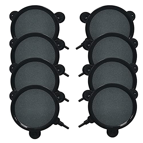 kathson 4.2-Inch Air Stone Disc Bubble Diffuser 8 PCS with Suction Cups Fish Tank Air Pump Round Dissolved Oxygen Airstone Decoration for Hydroponics Pond Aquarium Aquaponics