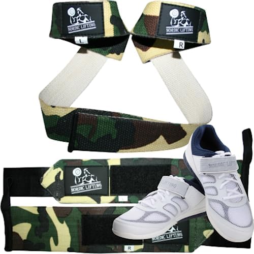 Wrist Wraps & Lifting Straps Bundle - Camo Green Bundle with Shoes Venja Size 11 - White image 3
