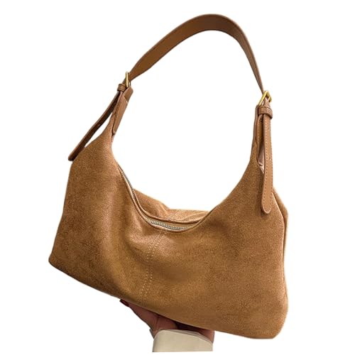Sac d'épaule en daim marron polyvalent pour le bureau et les sorties