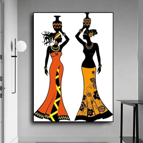 Peinture à l'huile femme africaine pour habiller un grand mur vide de salon avec une toile 60x80