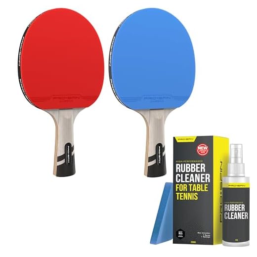PRO SPIN Ping Pong Paddles & Rubber Cleaning Kit | Premium Carbon Table Tennis Rackets | Preserve Rubber & Restore Tackiness | 200ml Rubber Cleaner & Sponge Included