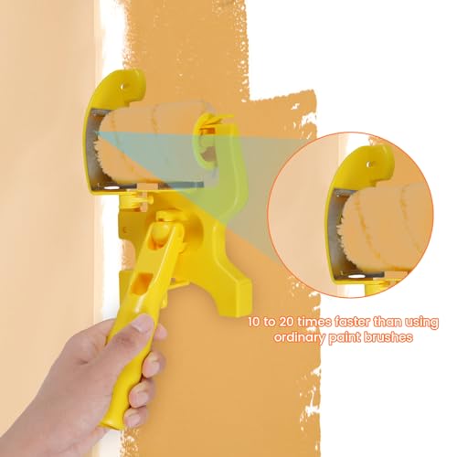 HOTBEST Paint Edger Roller Brush, Multifunctional Hand-Held Clean-Cut Paint Edger Tool with with Extension Pole, 2 Rolling Brushes and 2 Small Brush for Room Wall Ceiling Indoor Outdoor Painting