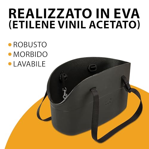 Ferplast Borsa Per Cani Piccoli WITH-ME, Eva, Morbida Plastica Gommata, Lavabile, Cinghiolo Di Sicurezza, Nero - 4