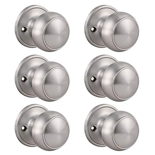 Knobonly 6 Pack Dummy Door Knob Pull/Push Function Single Side Handleset Satin Nickel Finish #TOP16