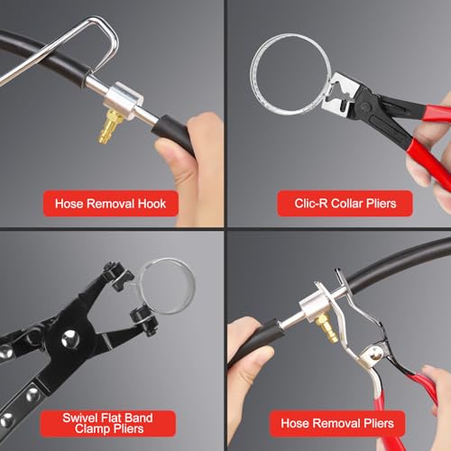 DenForste 5pcs Hose Clamp Pliers,Wire Long Reach Hose Clamp Tool Set Fuel Oil Water Hose Auto Tools