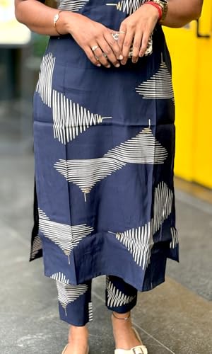 Image of Sun Fashion And Lifestyle Kurta Sets for Woman | Kurti Set | Women's 2 Piece Kurta Pant Set | Rayon Kurta Woman | Elegant Suit for Women | Pant (KP53 Blue)