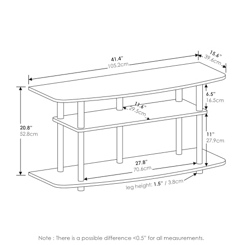 Image of Furinno Frans Turn-N-Tube TV Stand for TV Size up to 43 Inch, 3-Tier, White Oak