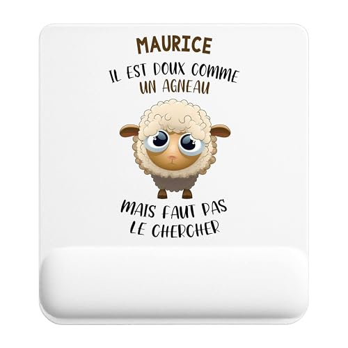 Planetee Tapis de Souris Maurice Agneau | Accessoire Bureau Ergonomique - Idéal pour Anniversaire, Collègue, Secret Santa Noël, Fête des Pères et Fête des Mères