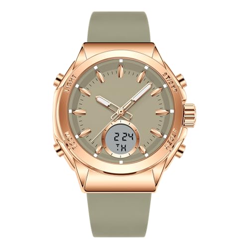 Montre de sport étanche pour femme avec bracelet en silicone souple, montre tendance avec affichage numérique analogique, double affichage, alarme, date,...