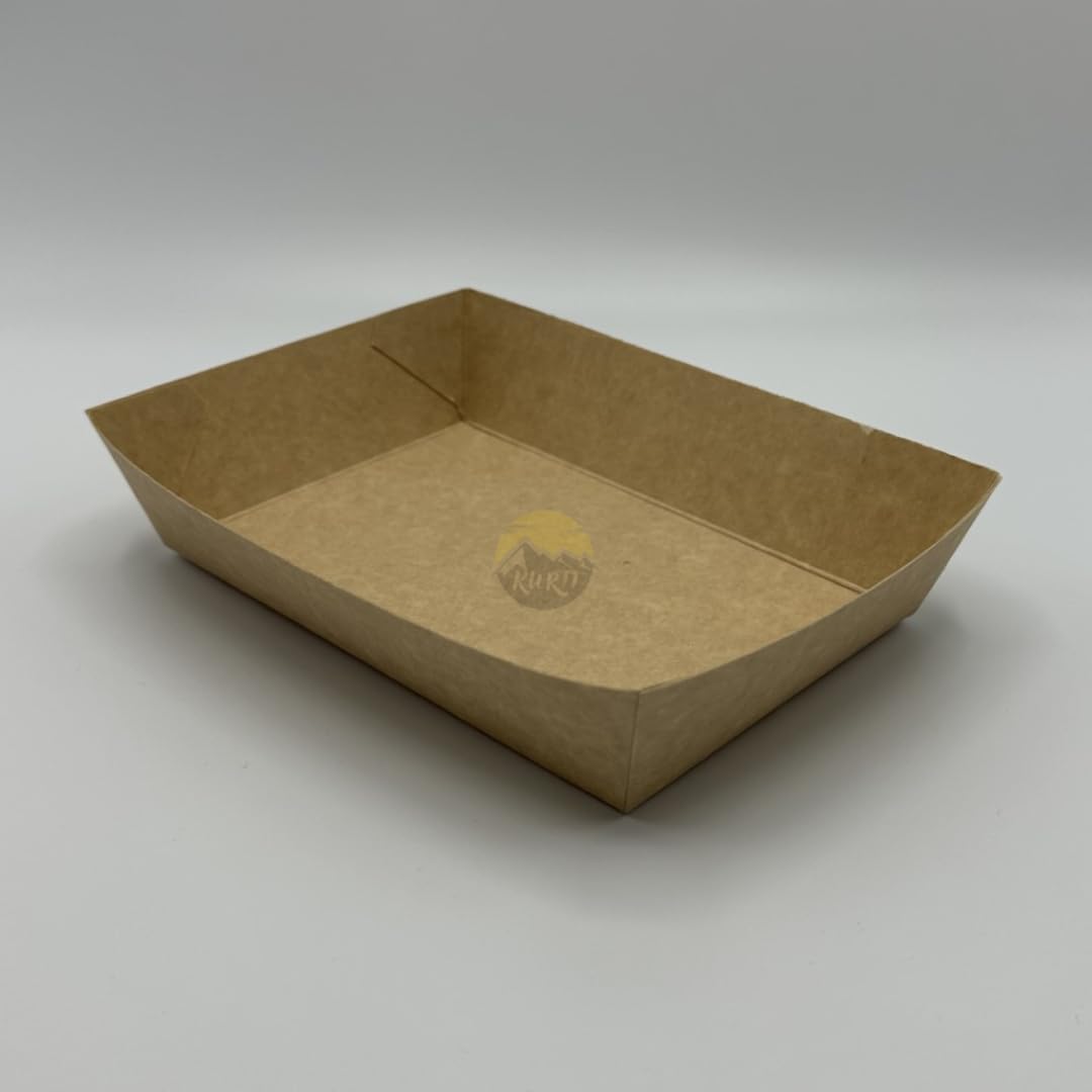 KURTT - 100 scatole in cartone formato A50 - Grande: 167 x 110 x 50 mm - vassoio per patatine fritte extra large - vassoio per snack - vassoio di cartone - ecologico - sostenibile - patatine fritte -