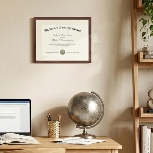 Image of upsimples Diploma Frame with 8.5x11, 11x14 Degree frames, Mahogany 1 Pack