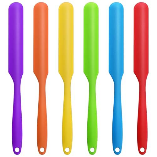 6 spatole in silicone per barattoli, 6 colori, piccole spatole in silicone resistenti al calore, per torte, crema e burro, con manico lungo, antiaderenti, da cucina, cucina, cucina, mestiere