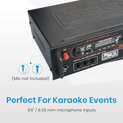 Image of Tech-lobby Stereo Amplifier with Big LED Display /Bluetooth /MIC Input /USB /SD Card Slot /FM Radio /AUX Input /Remote Control & Built-in Equalizer with Bass, Treble & Balance Control (Model -15000).