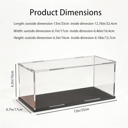Image of Acrylic Display Case for 1:18 Model Cars, Versatile Clear Acrylic Display Box with Black Base for Diecast Cars