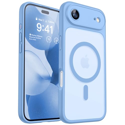 Image of CANSHN Magnetic Compatible with iPhone Air Case(6.5 Inch), Upgraded [Full Camera Protection] [Compatible with Magsafe] [Translucent Matte] Shockproof Phone Cover for iPhone 17 Air Case,Light Blue