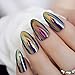 Quality Unicorn Chrome Fake Nails Gorgeous Yellow Blue Mirror Stiletto Full Cover Nail False with Adhesive Tabs 24 Ct