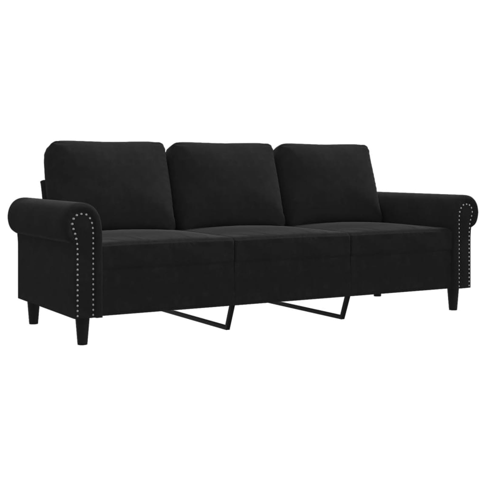 Divano a 3 Posti Nero 180 cm in Velluto,Divano da Soggiorno,Divano a 3 Posti,Divano Moderno,Divanetto da Salotto Moderno-359544