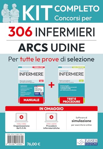 Kit completo del concorso per 306 Infermieri SSR Friuli-Venezia Giulia. Manuale, test, software, video-lezioni procedure infermieristiche