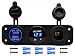Cllena Triple Function Dual USB Charger + LED Voltmeter + 12V Outlet Power Socket Panel Jack For Car Boat Marine Digital Devices Mobile Phone Tablet (Blue LED)