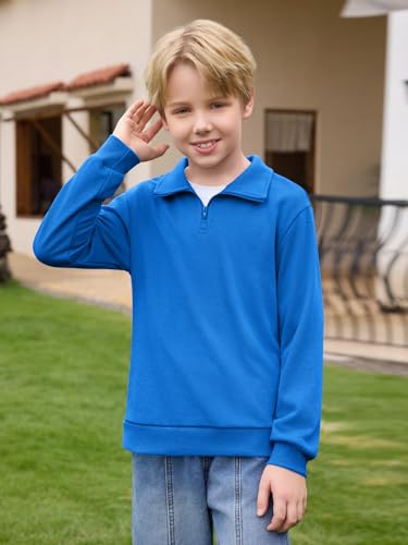 Haloumoning Boys Quarter Zip Sweatshirt Kids Long Sleeve Fall Pullover 5-14 Years2