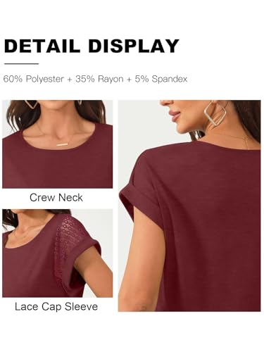 Image of Bliwov Womens Tops Lace Cap Sleeve T Shirts,Cute Trendy Casual,Beach Vacation Outfits,Summer Spring Fashion Clothes