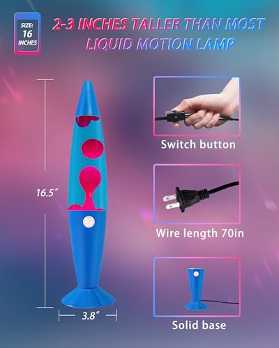 Image of Vanful Liquid Motion Lamp Large Adored by Adults and Kids for Years, Motion Lamp with Pink Wax in Blue Water for Boys Girls Bedroom Office Decor, Relaxing Mood Light for Night Birthday Party