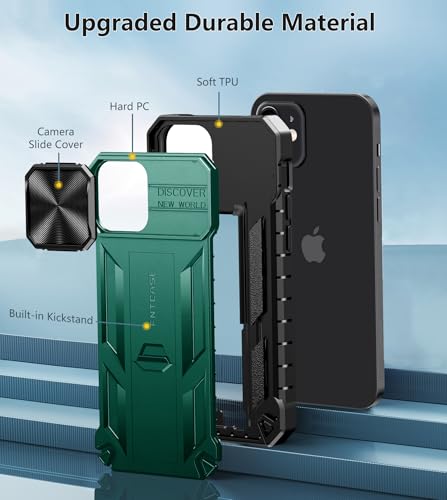 Image of FNTCASE for iPhone 12 Phone Case: iPhone 12 Pro Military Grade Shockproof Protection Mobile Case with Kickstand & Matte Textured Rugged TPU Shell | Drop Proof Protective Cover
