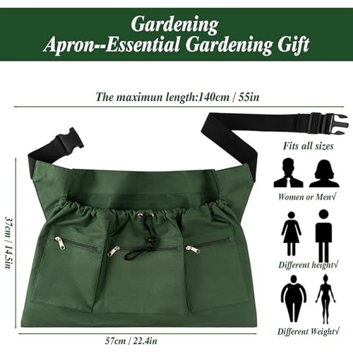 Tablier de jardin imperméable avec poches à cordon pour cueillette