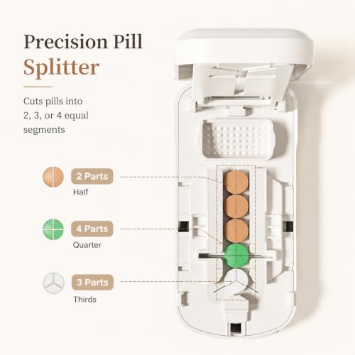 Image of Pill Cutter | Pill Splitter for Small or Large Pills | Design in The USA| Cuts Vitamins |- Adjustable Splitter Easy to Clean, Safe for Seniors, Kids, Pets (Beige)