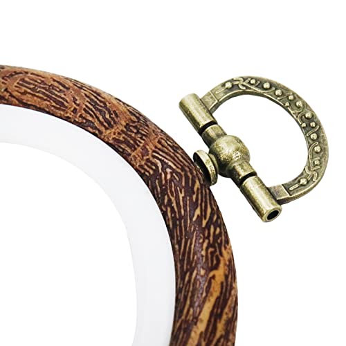 Image of Semetall 4pcs Oval Embroidery Hoops 2.95 inchx3.74 inch Inch | Imitation Wood Embroidery Display Frame Mini Cross Stitch Hoop for Fabric Embroidery and Christmas Decoration
