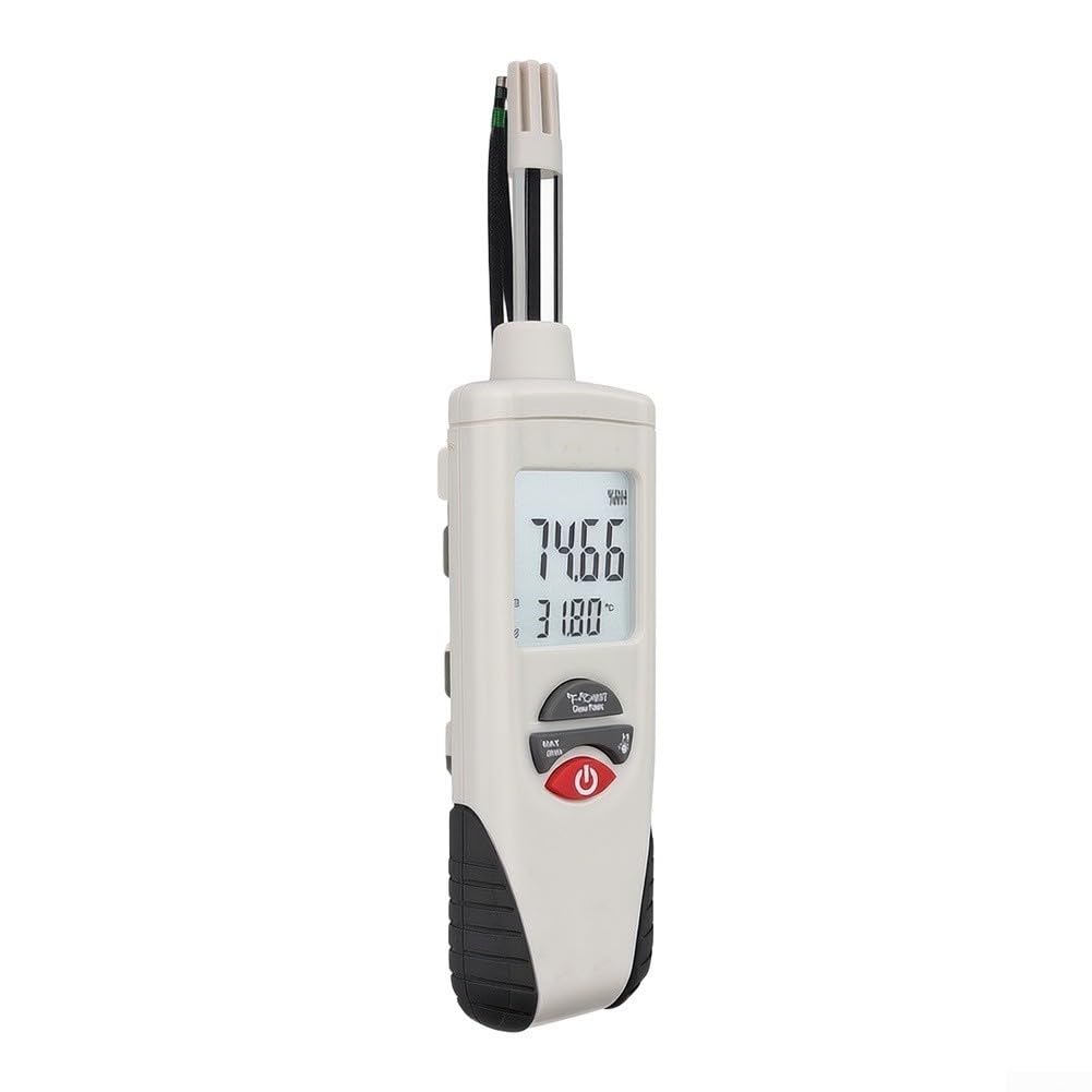Termómetro higrómetro digital HT-350 con soporte de pared, medición de | Temperatura humedad punto de rocío temperatura de bola húmeda, precisión ±2%, °C/°F conmutable, para invernadero de oficina