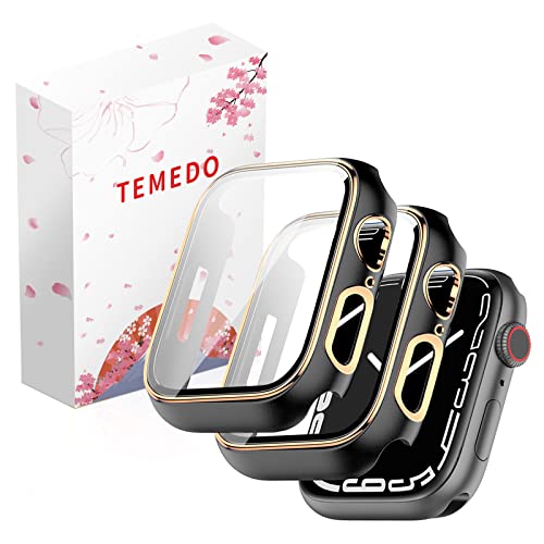 TEMEDO �Ή� �A�b�v���E�H�b�` �J�o�[ 44mm Apple Watch SE3/SE2/SE/6/5/4 �P�[�X ���b�L���H �K���X�t�B���� ��̌^ �����x�^�b�` �L�Y�h�~ PC�f�� �S�ʕی� ��d�\�� ���ϋv �����ߗ� ������?(����̃u���b�N+