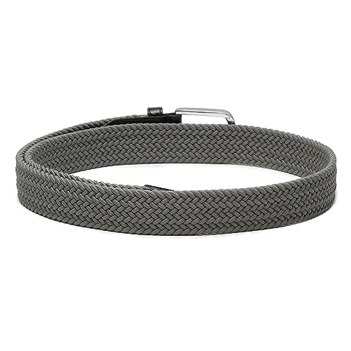 Image of LOUIS STITCH Men's Braided Elastic Stretch Belt with Leather Tipped End Stretchable Canvas Waist Band for Men Women Boys Girls Unisex (Width 3 cm) (BE-EL)