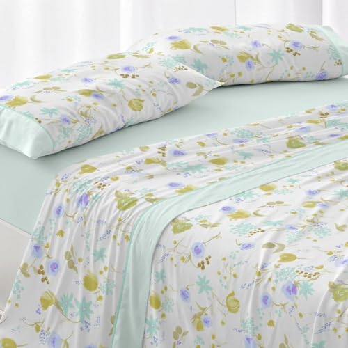 Parure de lit 105x200 Burrito Blanco vert d'eau avec motif 140 cm