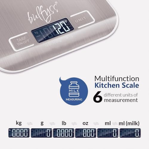 Image of URBANFIX Stainless Steel Digital Kitchen Weighing Scale & Food Weight Machine for Diet, Nutrition, Health, Fitness, Baking & Cooking (5Kgs, Stainless Steel, 2 Years Warranty)