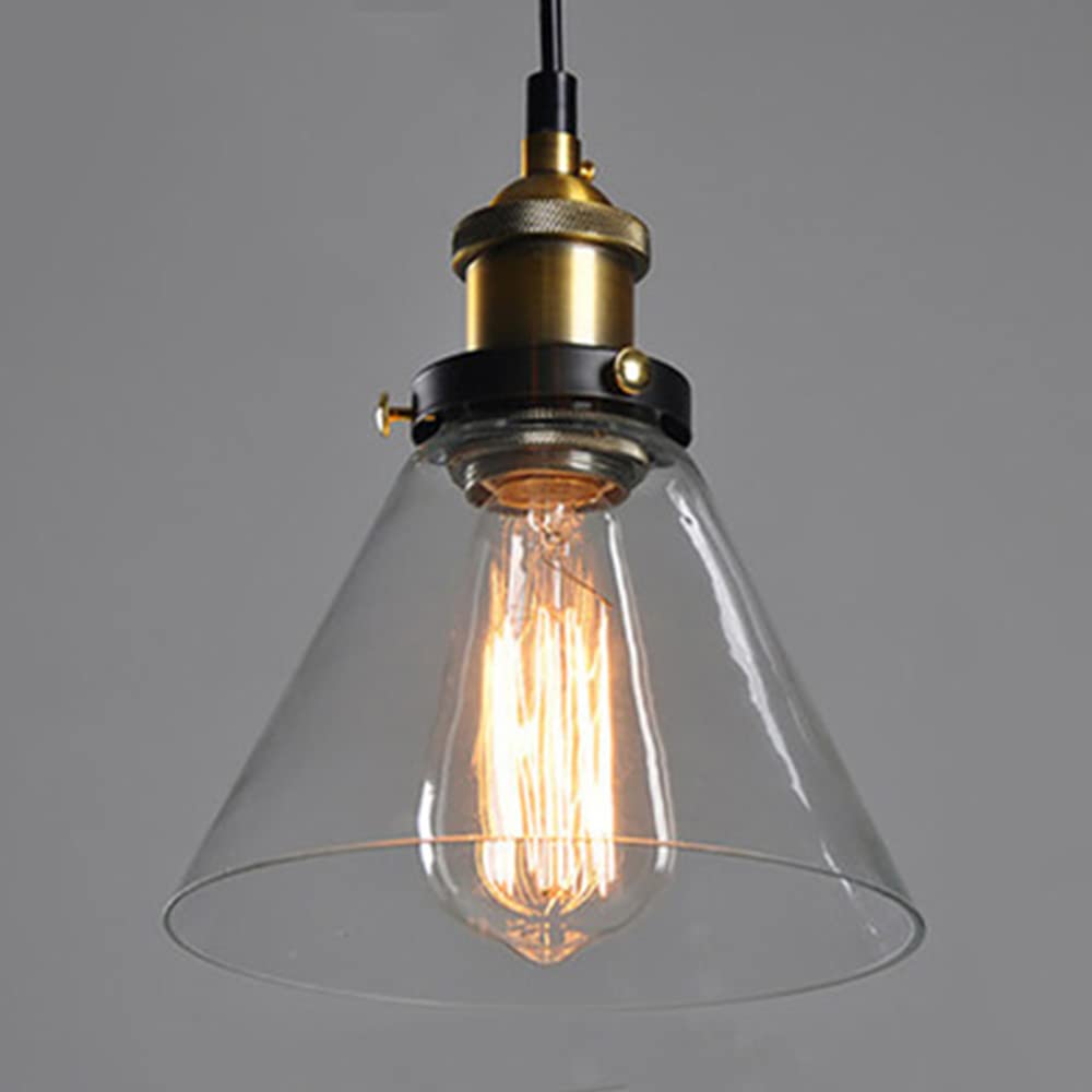 Chao Zan Industrial Vintage Loft Bar Chandelier Pendant Light Transparent Glass Shade,Hanging Ceiling E27 Fixture Chandelier for Kitchen Dining Room Living Room Restaurant Cafe（B）