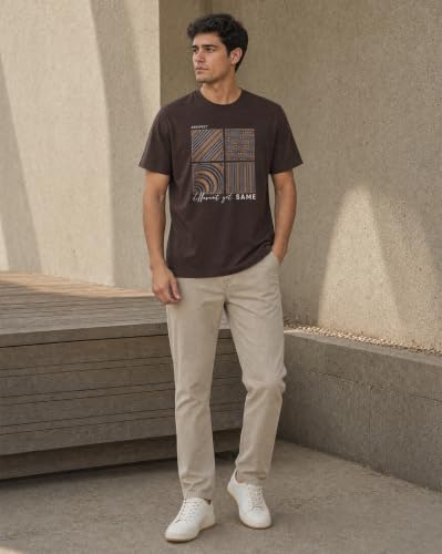 Image of Nobero 100% Cotton T Shirts for Men Stylish | Regular Fit | Graphic Printed T Shirts for Men 180 GSM Combed Cotton | Round Neck Half Sleeve