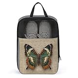 Butterfly on Retro Letter Shoe Bag for Travel Daily Use Anti-dust Storage Carrier Golf Shoe Pouch