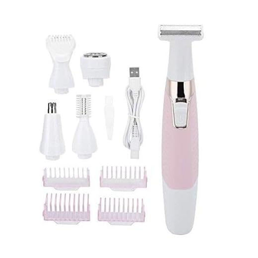 Depilador de corpo elétrico, barbeador feminino recarregável por USB, máquina de remoção de pelos sem fio 5 em 1 para aparador de biquíni facial, senhoras e homens