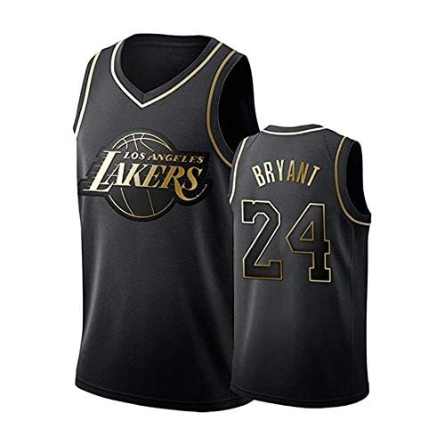 # 24 K o b e Black Gold Basketball Jersey,Camisa de Chaleco Deportivo sin Mangas sin Mangas.,Negro,L