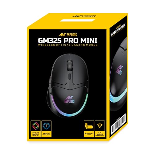 Ant Esports GM325 PRO Mini Wireless Static RGB Gaming Mouse, 2.4G Wireless, 5 Buttons, USB Nano Receiver, Black Ant Esports GM325 PRO Mini Wireless Static RGB Gaming Mouse, 2.4G Wireless, 5 Buttons, USB Nano Receiver, Black