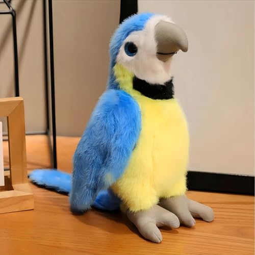 HOKESS Plush Macaw Parrot Stuffed Animal, Soft Plush Bird Toy Doll Gifts for Kids, 9 Inch (Blue)