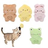 HENGBIRD Lot de 4 Jouets Chat Herbe à Chat Peluches Jouet Chat avec Herbe à Chat et Papier bruissant Jouet Chat interactif intérieur Doux et sûr Petit Peluche Amusant pour Chatons et Chats Adultes