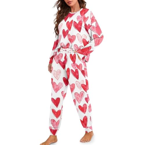 Image of Women's Pajamas Set Soft 2 Piece Loungewear Long Sleeve Pj Set Matching Sleepwear with Pockets for Women Plus Size