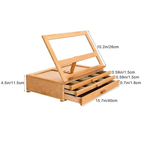 Mesa de dibujo portátil con cajón de almacenamiento, caballete de artista ajustable para tableros de dibujo y libros, ideal para artistas y estudiantes