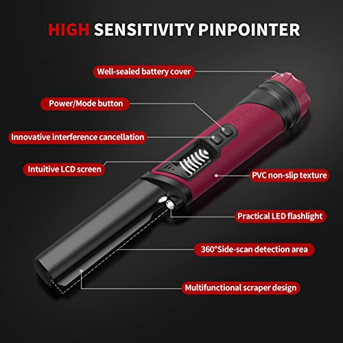DR.ÖTEK Metal Detector Pinpointer, IP68 Fully Waterproof Handheld Pin Pointer with LCD Screen - Image 2