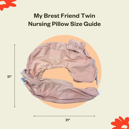 Image of My Brest Friend Twin Nursing Pillow Cover - New and Improved with Integrated Waterproof Liner, Slipcovers for Baby - Adjustable Fit, Easy Care, Durable - Twin Nursing Pillow Not Included, Soft Rose